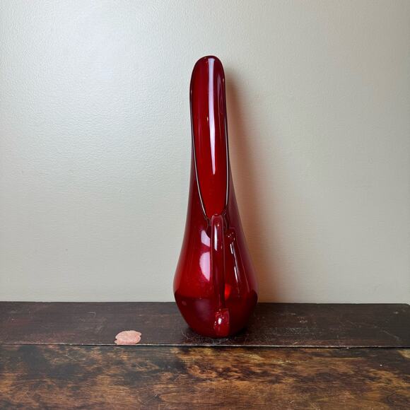 Vintage MCM 60s 70s Ruby Red Swug 17" tall long spout pitcher with handle - Picture 3 of 11